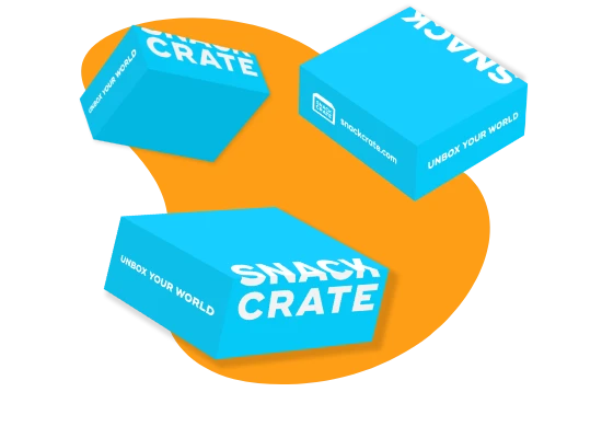 Select a size icon of three SnackCrate boxes over an orange background