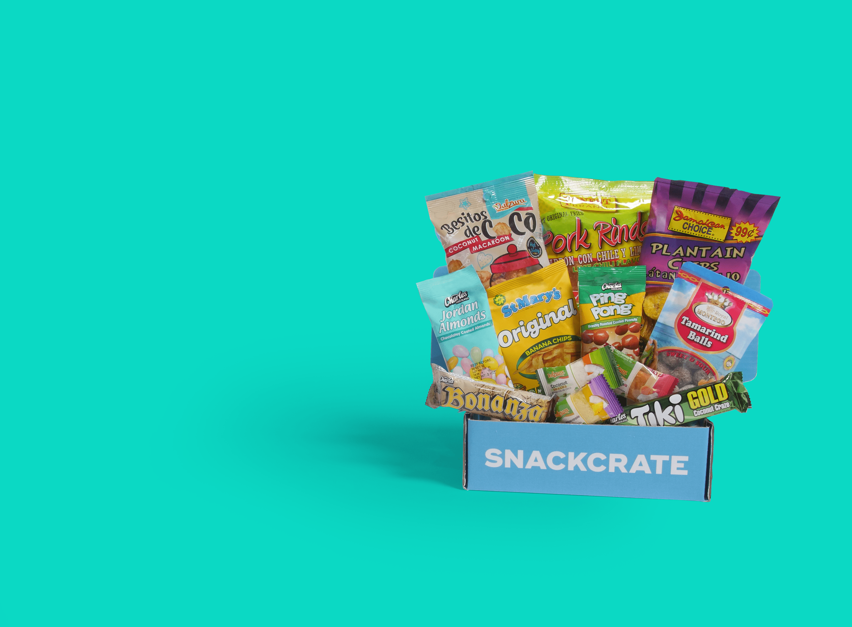 Caribbean snackcrate full of foreign snacks