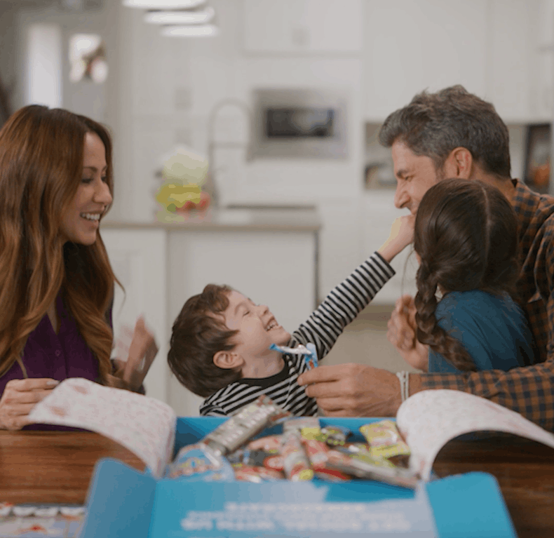 journal and half opened snack box